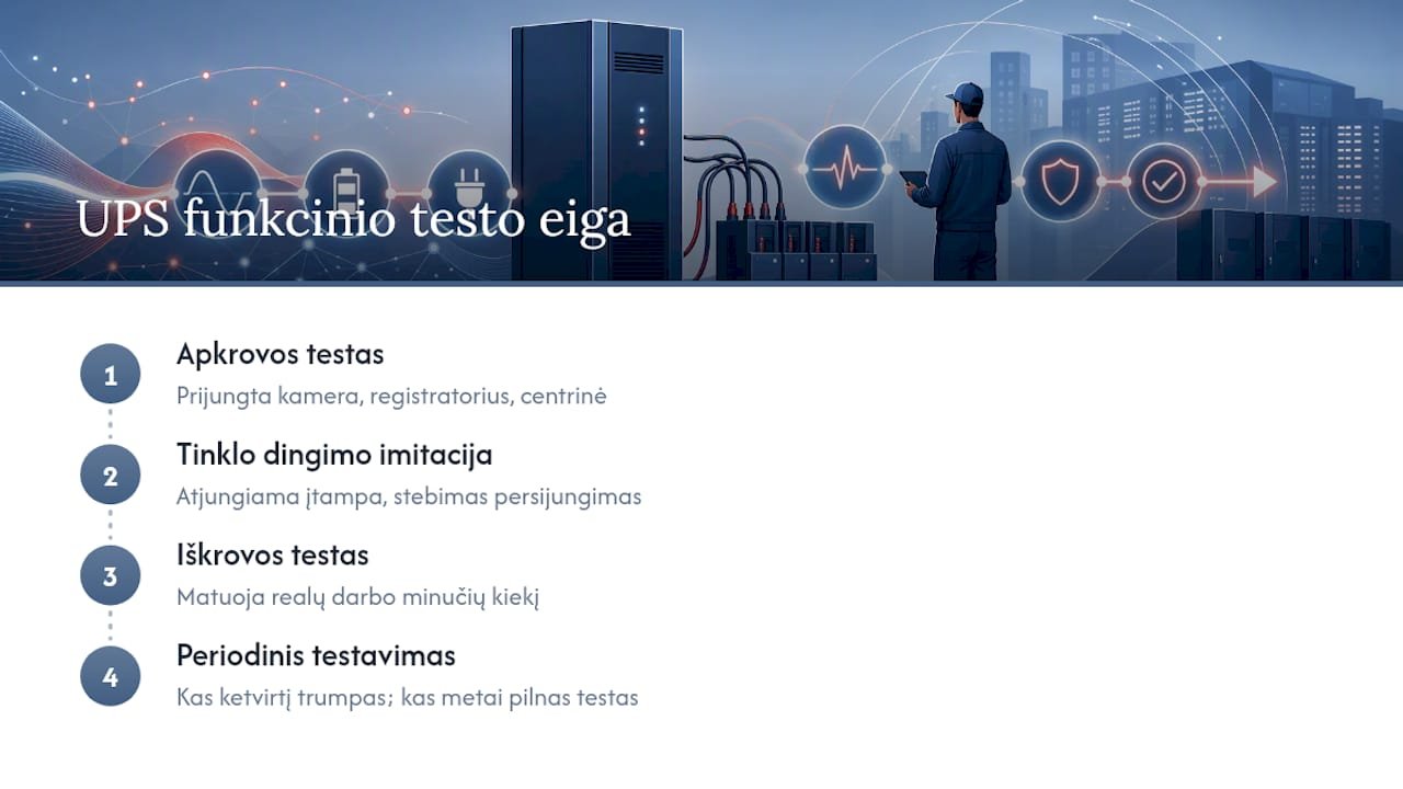 UPS funkcinių bandymų etapai