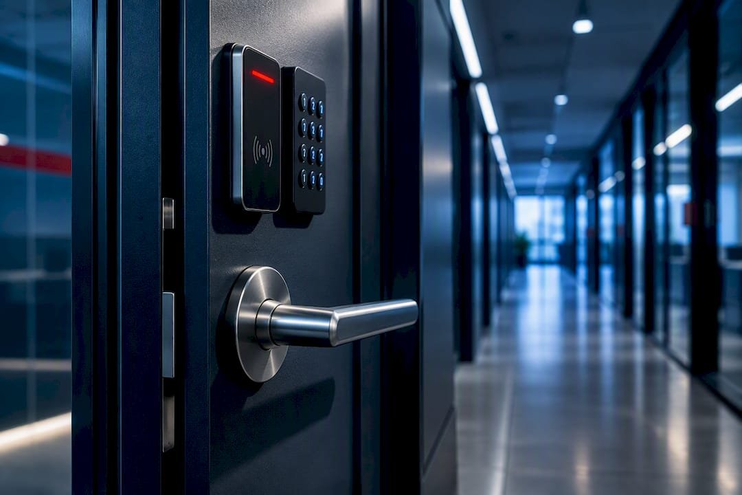 Elektroninė klaviatūra prie verslo patalpų durų