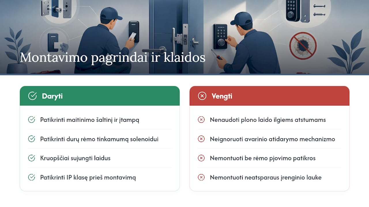 Spynos montavimo reikalavimai ir dažniausios klaidos — overview diagram